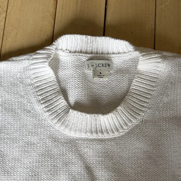 J. Crew Ivory Scalloped Crew Neck Sweater - Picture 6 of 7